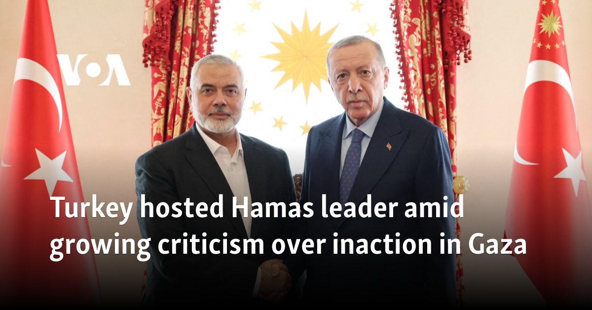 Turkey hosted Hamas leader amid growing criticism over inaction in Gaza