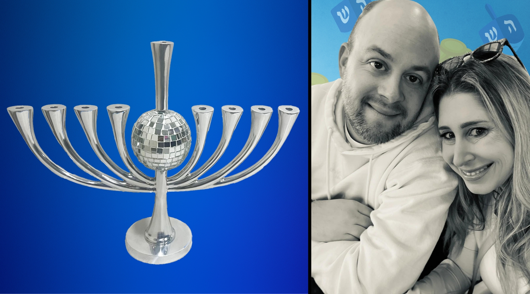 A Jewish couple created a disco-ball menorah to mark this year’s Hanukkah-New Year’s overlap