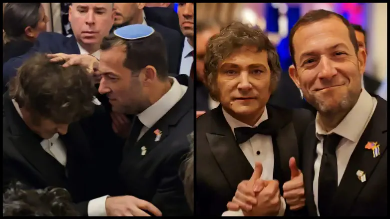 Yossi Dagan blesses the Argentinian President with the Priestly Blessing