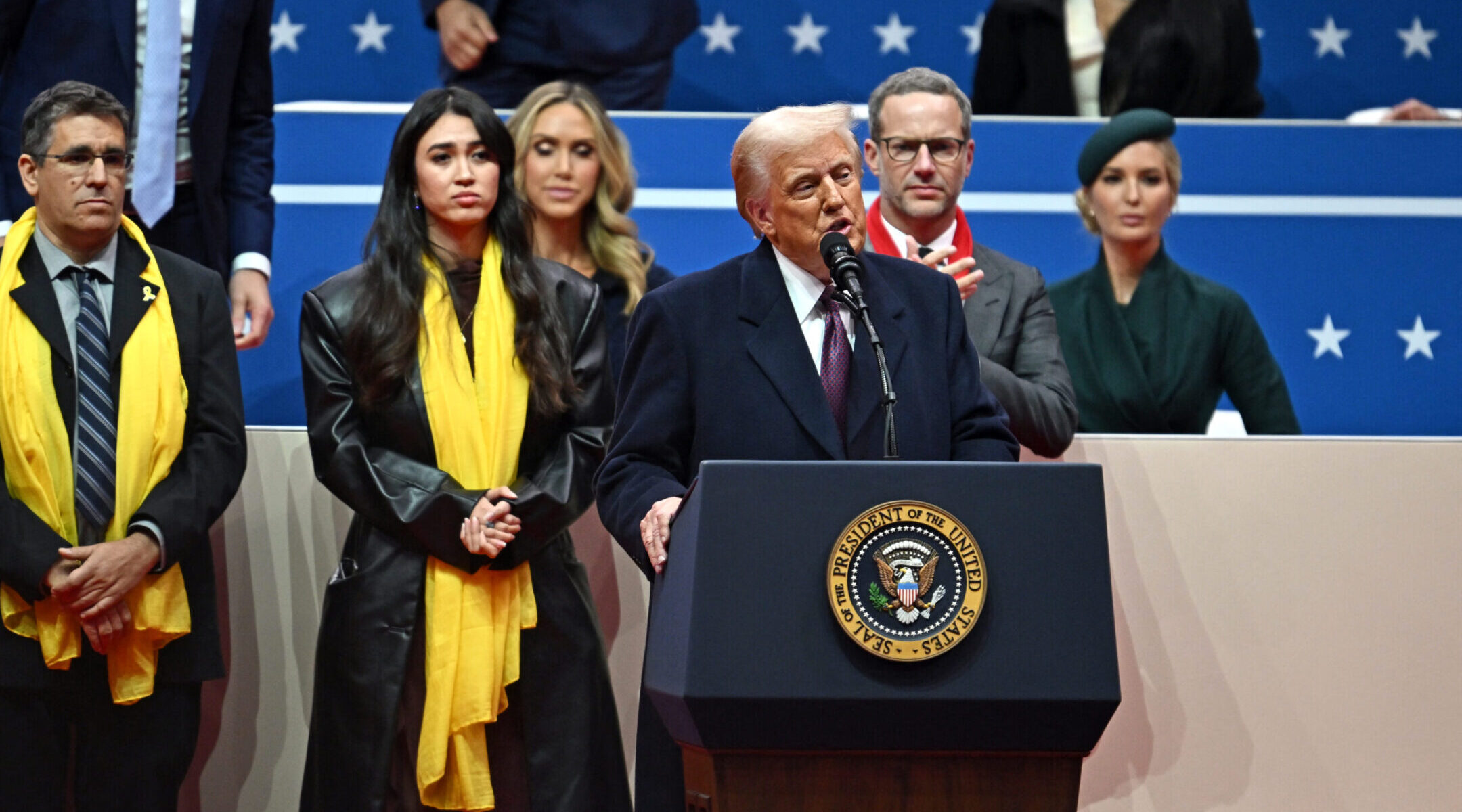 Hostage families, Steve Witkoff appear onstage at post-inauguration Donald Trump rally