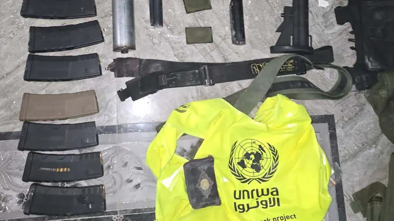 UNRWA gear found in terrorist weapons cache in Samaria