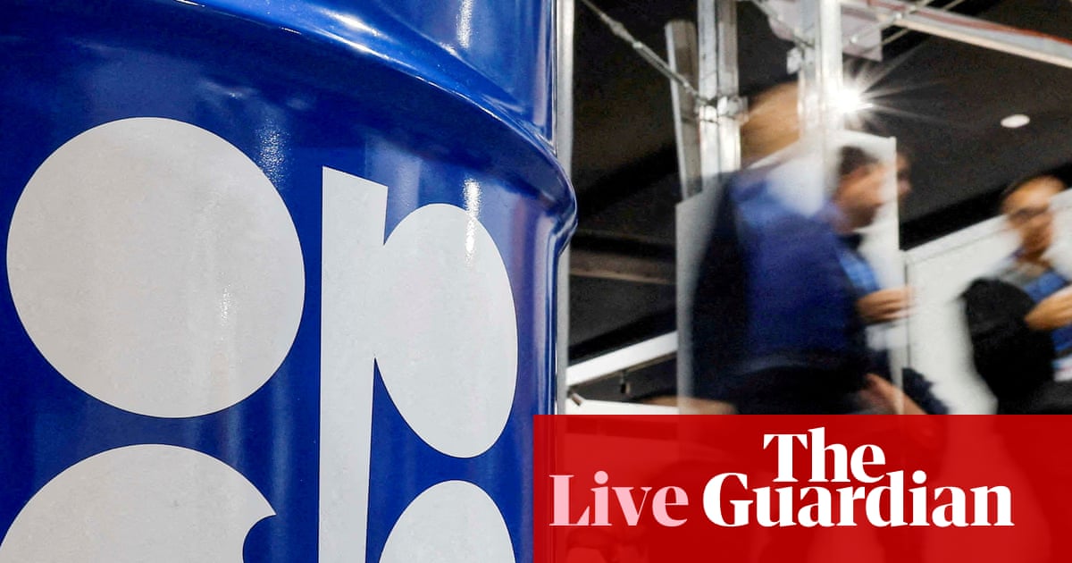Oil price rises after Opec+ pauses oil output hikes amid glut fears – business live | Business