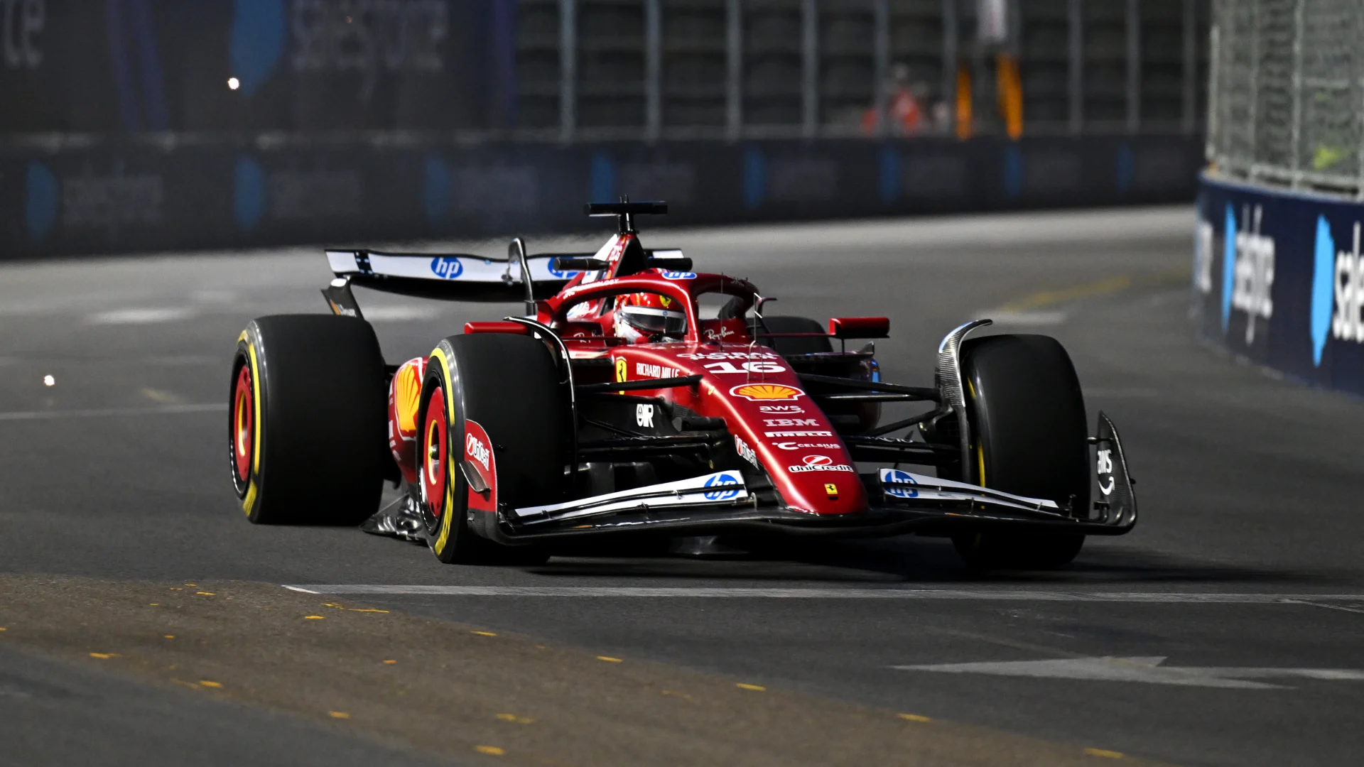 Charles Leclerc heads Alex Albon and Yuki Tsunoda in opening Las Vegas practice session