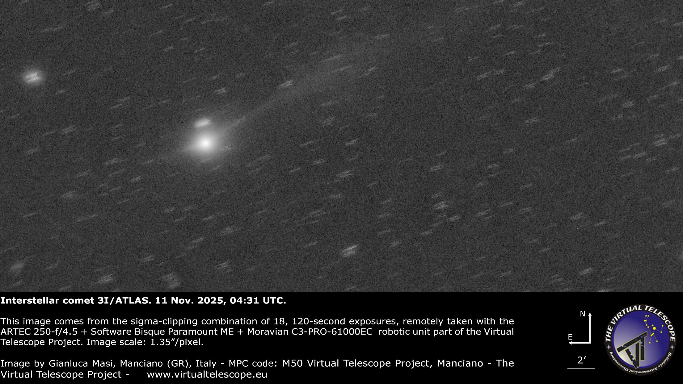 Watch interstellar comet 3I/ATLAS speed away from the sun in free telescope livestream on Nov. 16