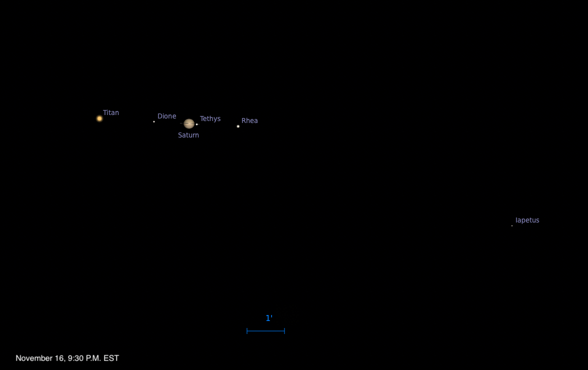 The Sky Today on Sunday, November 16: Iapetus at western elongation