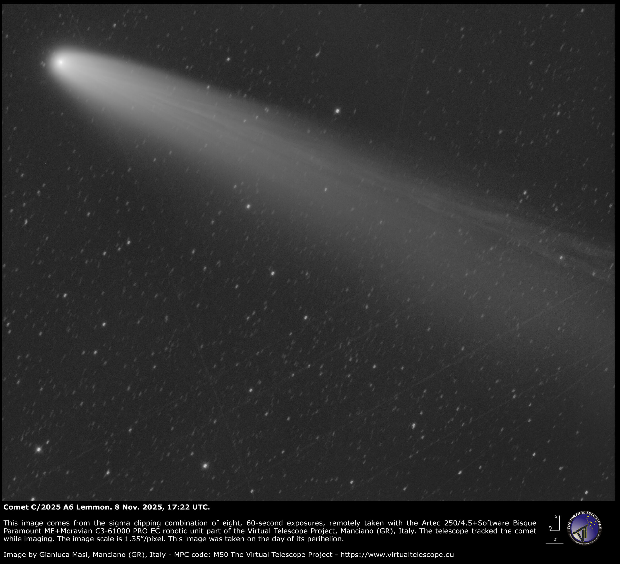 Comet C/2025 A6 Lemmon at perihelion: an image (8 Nov. 2025)
