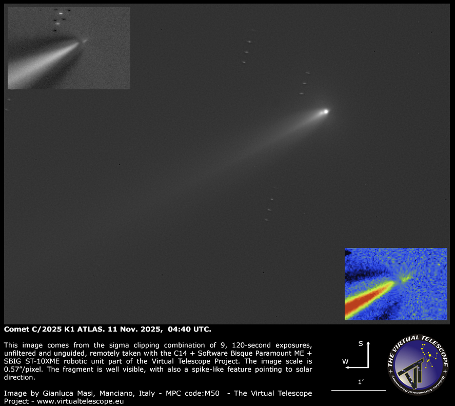 Comet C/2025 K1 ATLAS fragmentation: 10 & 11 Nov. 2025 images. Comet C/2025 K1 ATLAS fragmentation: 10 & 11 Nov. 2025 images.