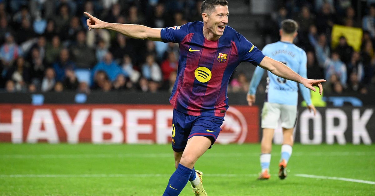 Robert Lewandowski’s treble helps Barcelona beat Celta, cut gap on Real Madrid