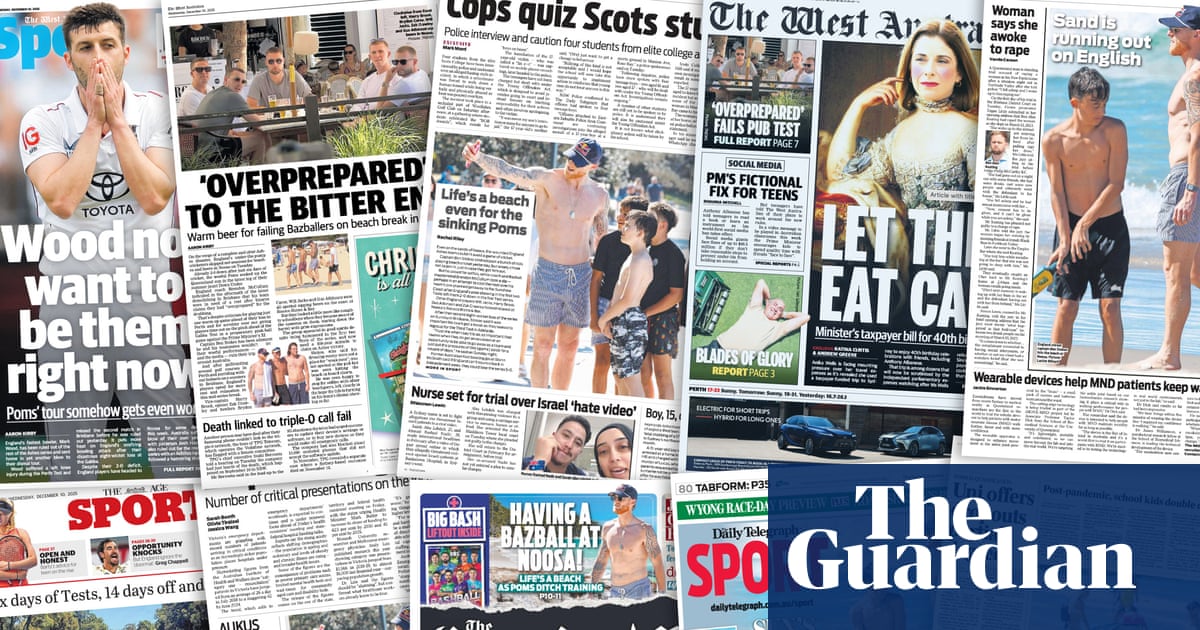 ‘Having a Bazball at Noosa’: Australian media goes to town over England’s mid-Ashes beach break | Ashes 2025-26 ‘Having a Bazball at Noosa’: Australian media goes to town over England’s mid-Ashes beach break | Ashes 2025-26