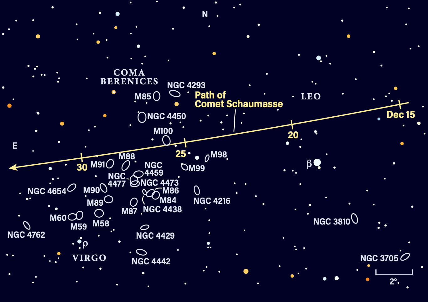 Comet Schaumasse closes in on the Virgo Cluster