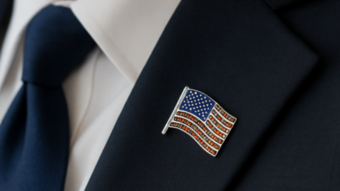 US flag lapel pins made from rare gemstones mined in Israe