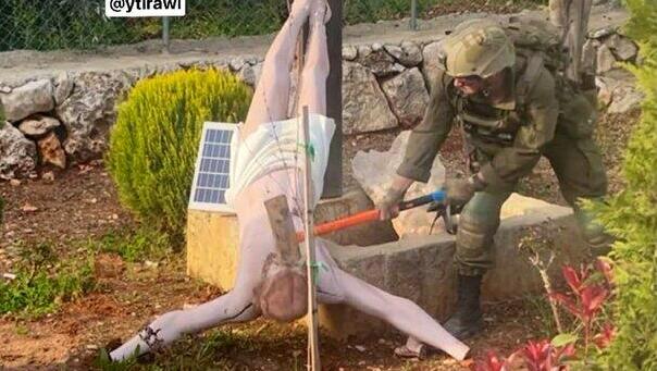 Soldier filmed smashing Jesus statue in southern Lebanon; IDF: ‘inconsistent with val